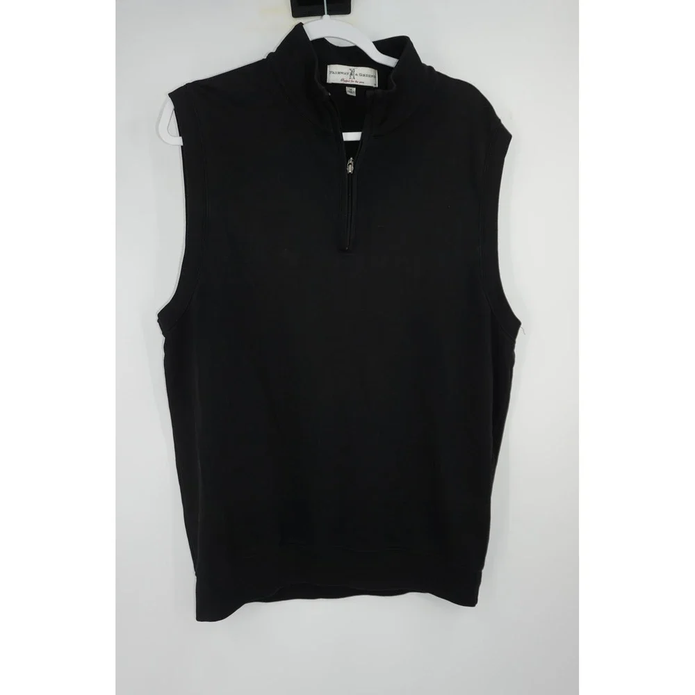 Fairway & Greene Vest Mens Medium Black Pima Cotton Quarter Zip Golf